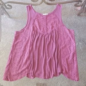 3/$15 Pink sleeveless w/lace top